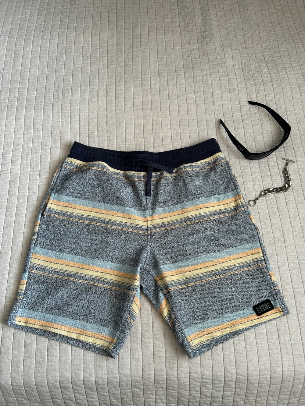 O’Neill men’s retro stripe Beach pull on cotton coastal shorts S